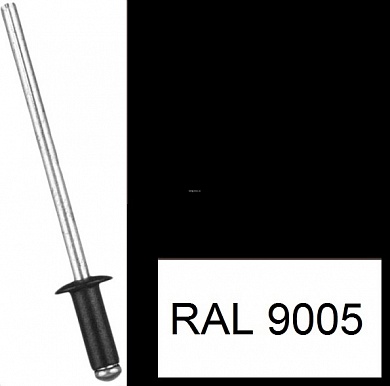Заклепка вытяжная окрашенная  RAL 9005 (черный) Алюминий/Сталь 4,8 x 12